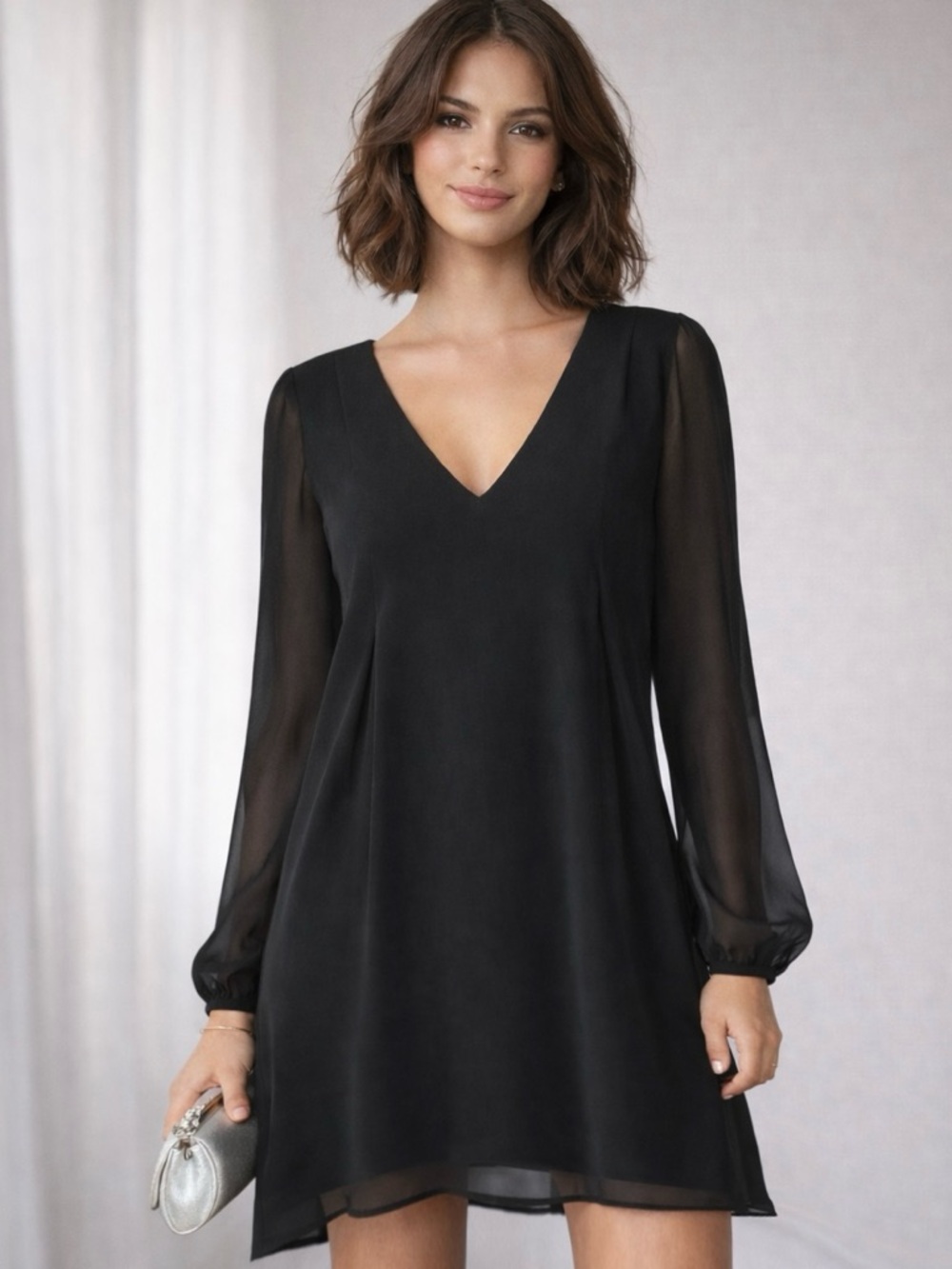 Bcbgeneration black womens chiffon dress Sz XS -S oversized black